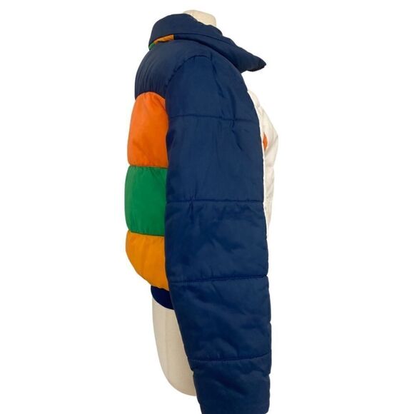 EPIC Vintage 1970s Rainbow Striped Down Puffer Coat Jacket - Picture 7 of 16